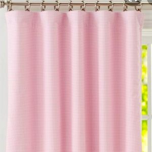 Pottery Barn Kids blackout curtains in light pink gingham